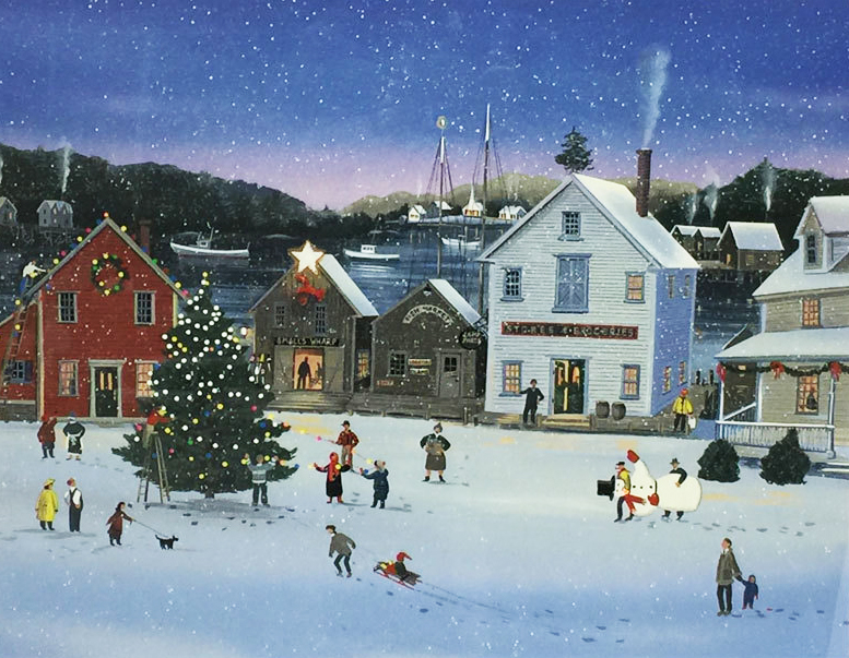 サリー・コールドウェル・フィッシャーの絵画作品　タイトルは、クリスマスデコレーション